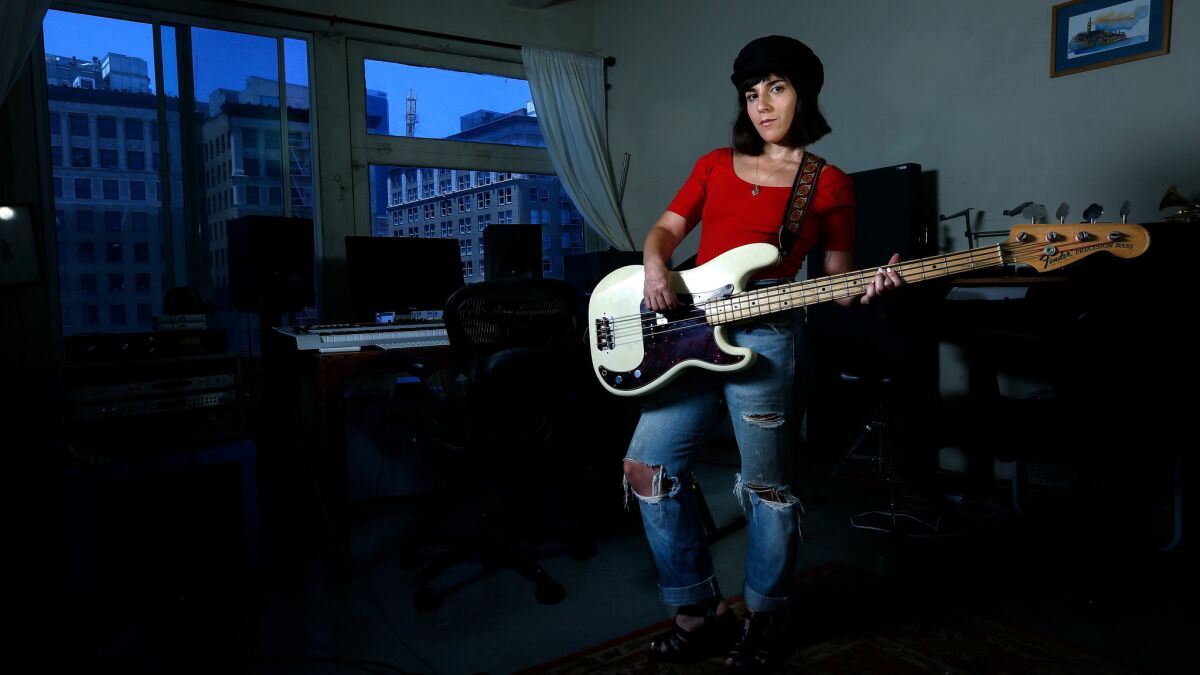 Ramona Gonzalez, who makes music as Nite Jewel, is shown in her Fashion District studio in downtown Los Angeles.