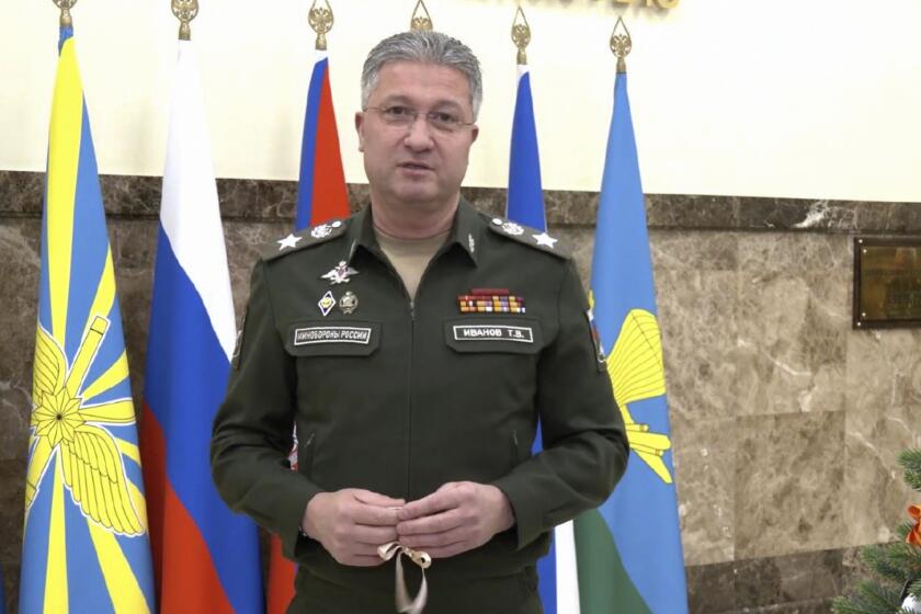 Esta foto distribuida por el Servicio de Prensa del Ministerio de Defensa ruso el 11 de enero de 2024 muestra al viceministro de Defensa Timur Ivanov en Moscú. Ivanov fue arrestado bajo sospecha de recibir un soborno, dijeron las autoridades el 23 de abril de 2024. (Foto del Servicio de Prensa del Ministerio de Defensa, via AP)