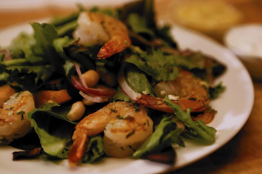 The honey chipotle shrimp salad at the Getty Center's restaurant is blended with a cilantro lime cream. Recipe: Honey chipotle shrimp salad