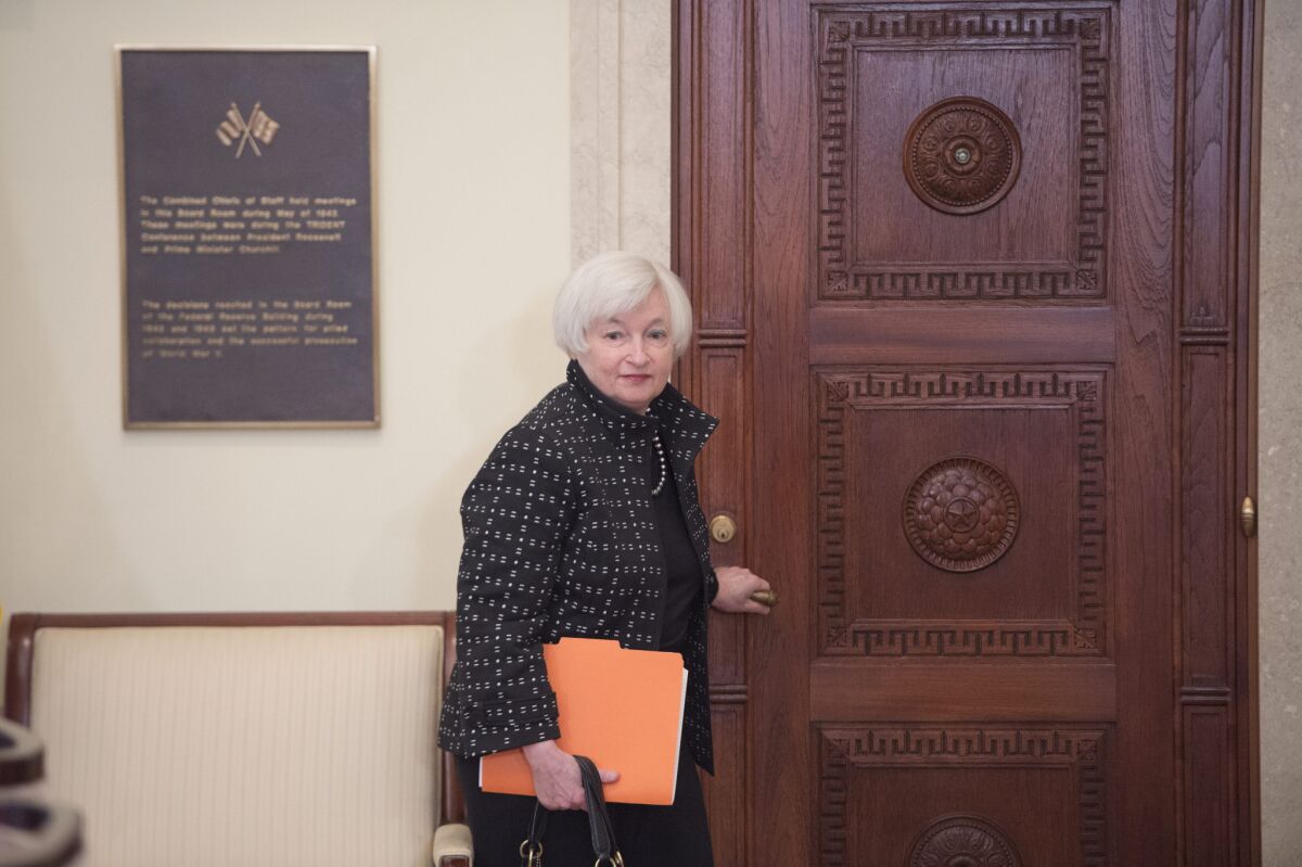 Federal Reserve Chairwoman Janet L. Yellen enters a meeting at the central bank's Washington, D.C., headquarters on Nov. 30.