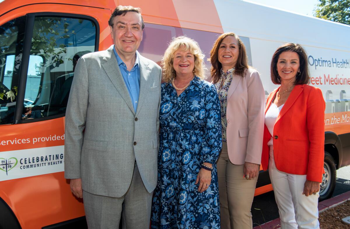 CLCHC CEO Sergey Sergeyev with Katrina Foley, Costa Mesa City Manager Lori-Ann Farrell Harrison and Kelly Bruno-Nelson.