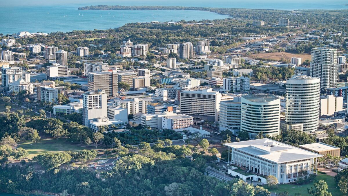 Aerial shots of Darwin city.