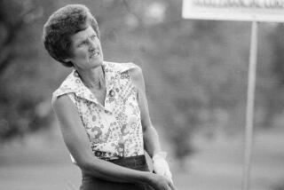Kathy Whitworth grimaces following her drive on the 18th hole at the $60,000 National Jewish Hospital Open golf tournament at Green Gables Country Club in Denver Colo., Sept. 10, 1978. Despite the fact that she had a three-shot lead going into the hole, she eventually emerged as the winner of the tournament. (AP Photo/RB)