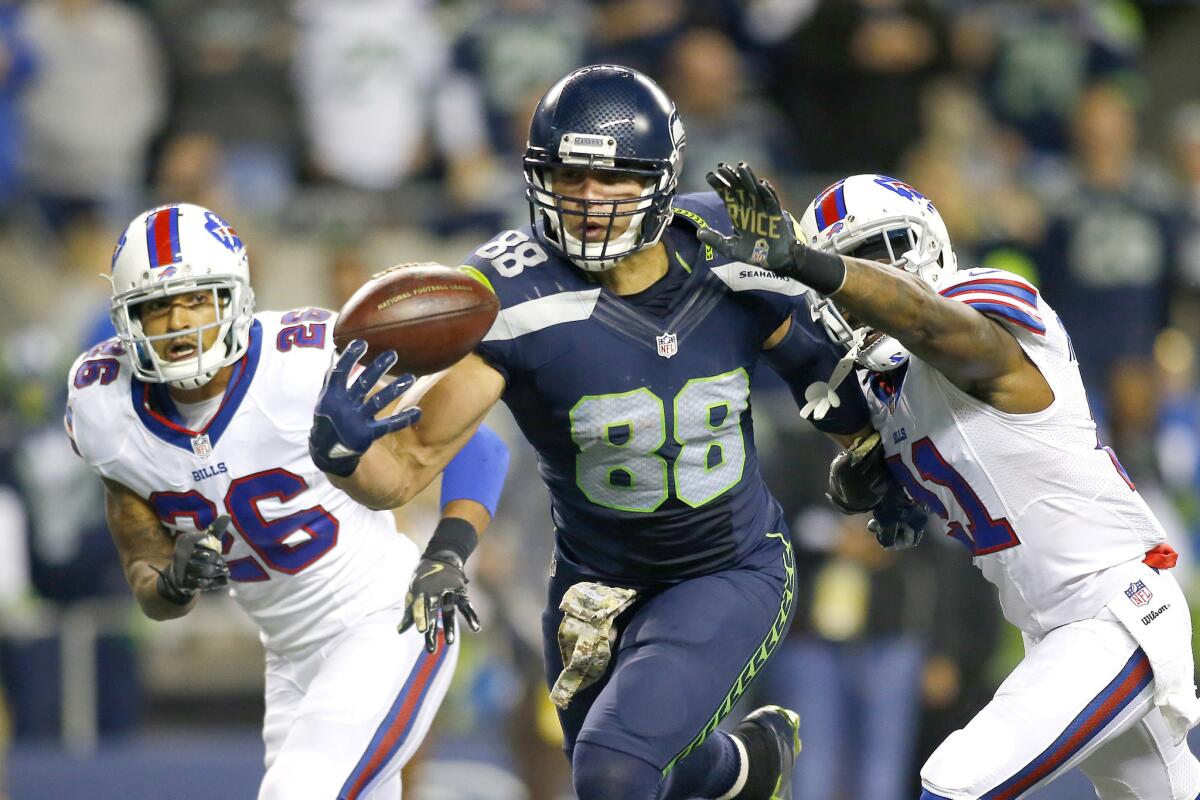 Seahawks tight end Jimmy Graham (88) brings in another one-handed touchdown against the Buffalo Bills on Nov. 7.