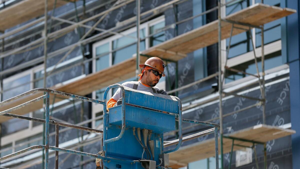 Francisco Martinez, a sheet metal worker, at a construction site in downtown Los Angeles.