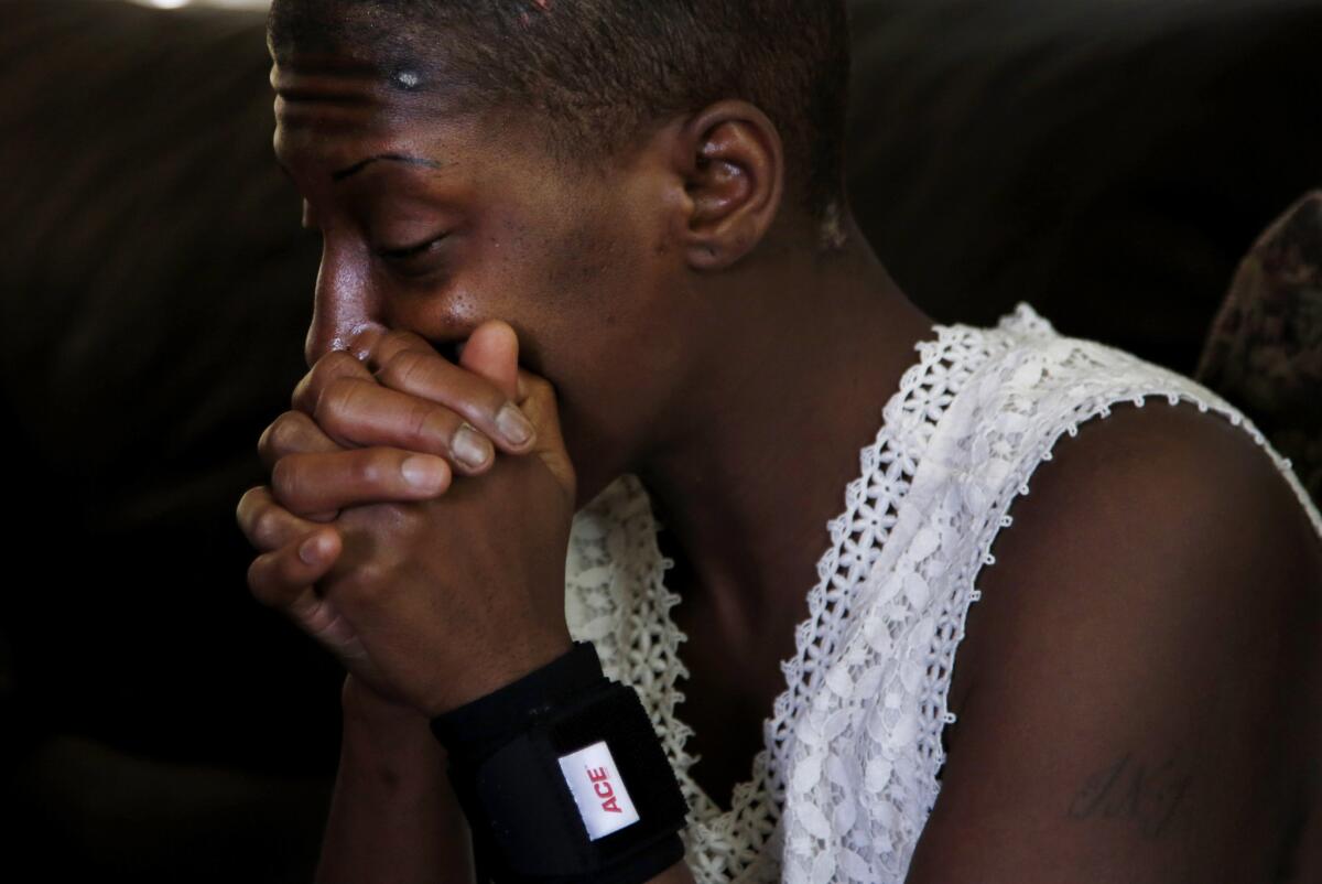 Trishawn Carey at the sober living center in South Los Angeles where she is staying after getting out of jail on bail.