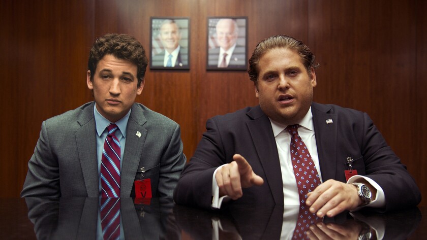 Miles Teller, left, and Jonah Hill star in the fact-based 2016 dark comedy "War Dogs," airing on Cinemax.