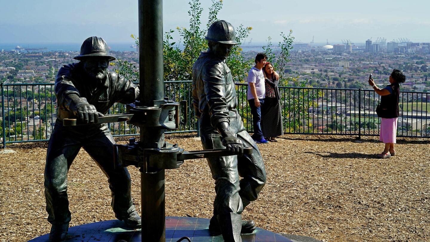The park includes a tribute to oil workers.
