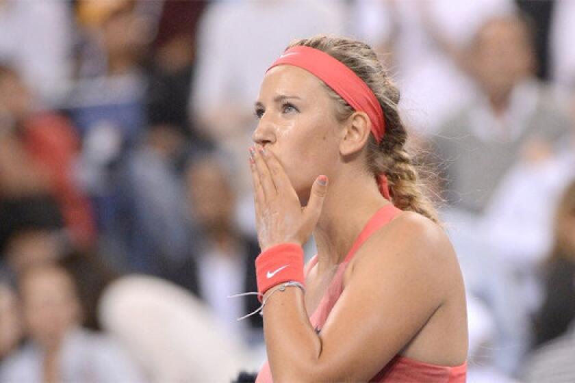 Victoria Azarenka advanced to the semifinals of the U.S. Open by defeating Daniela Hantuchova, 6-2, 6-3, on Wednesday.