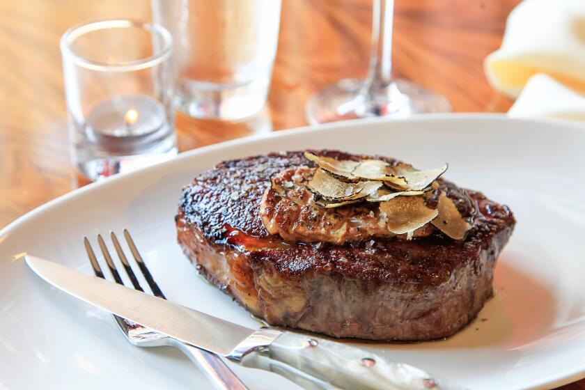 SAN DIEGO, CA July 17th, 2018 | Dry-Aged Delmonico steak prepared by executive chef Dave Burke at STK restaurant on Tuesday at the Andaz Hotel in downtown San Diego, California. | (Eduardo Contreras / San Diego Union-Tribune)