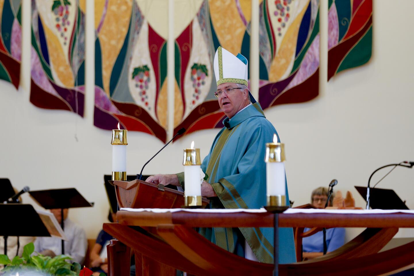 Rev. John P. Dolan, auxiliary bishop of the Roman Catholic Diocese of San Diego during Mass for Survivors of Suicide Loss at Our Mother of Confidence this past Sunday, September 22, 2019.