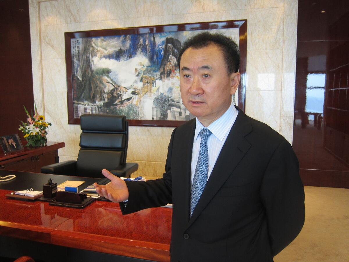 Wang Jianlin, chairman of Chinese conglomerate Wanda Group, which acquired AMC Entertainment Holdings for $2.6 billion, inside his Beijing office.