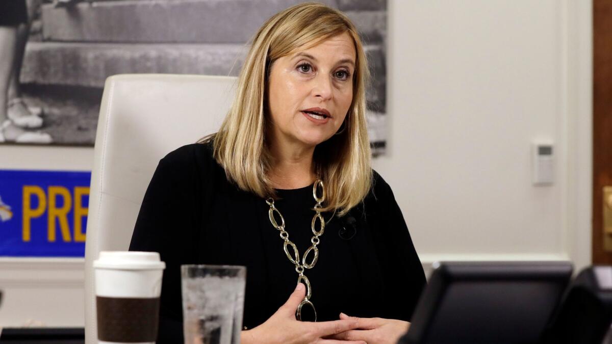 Nashville Mayor Megan Barry speaks during a news conference in her office on Aug. 7, 2017. She is expected to resign after pleading guilty to theft of property.