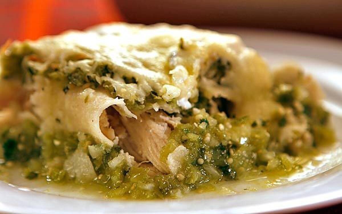 Green enchiladas are a perfect weeknight meal.