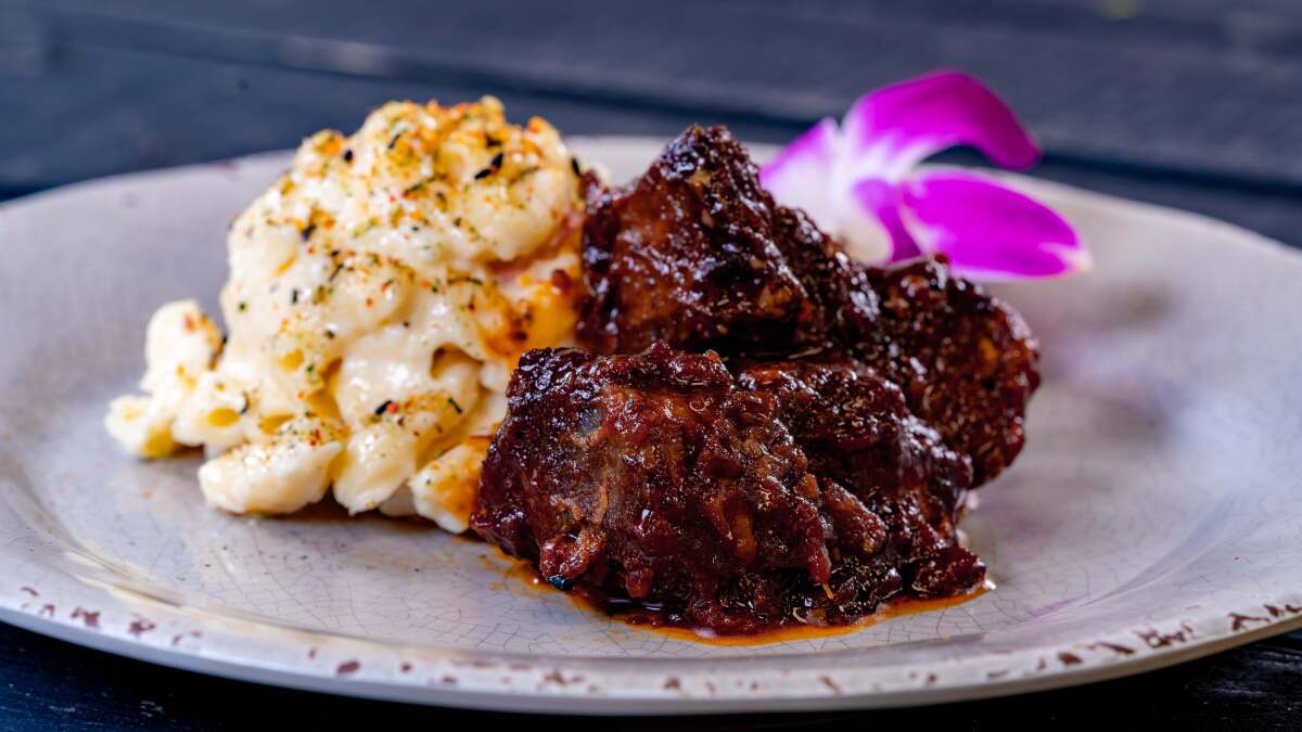 Glazed BBQ Pork Belly at the 2022 Disney California Adventure Food & Wine Festival.