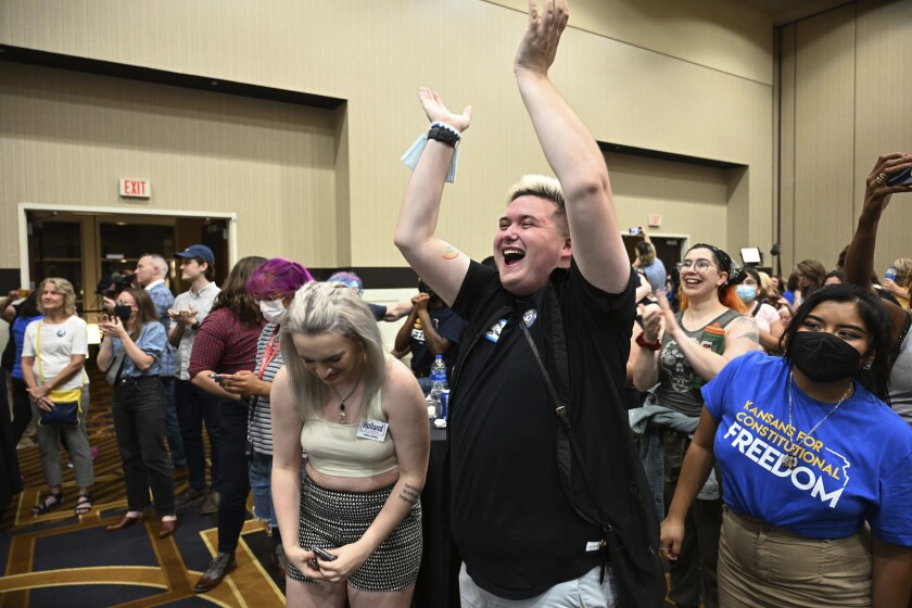 People cheer during a primary watch party 