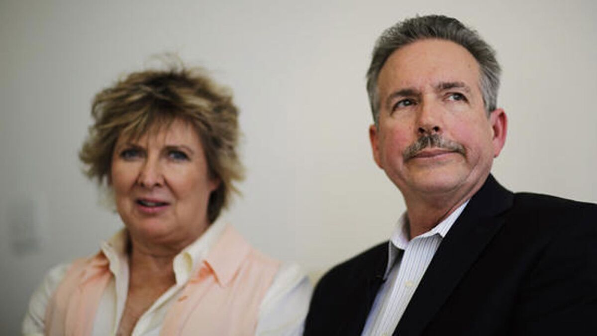 Richard Jones and wife Elizabeth at their attorney's Atlanta office while talking about their daughter Sarah Jones, the 27-year-old camera assistant killed Feb. 20 by a freight train while filming a movie in southeast Georgia.