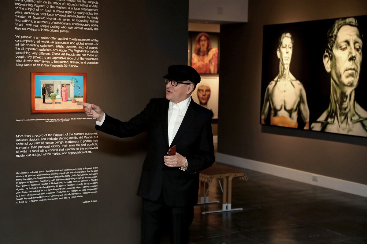 Photographer Matthew Rolston at a media tour of his exhibit, "Art People: The Pageant Portraits," at Laguna Art Museum.