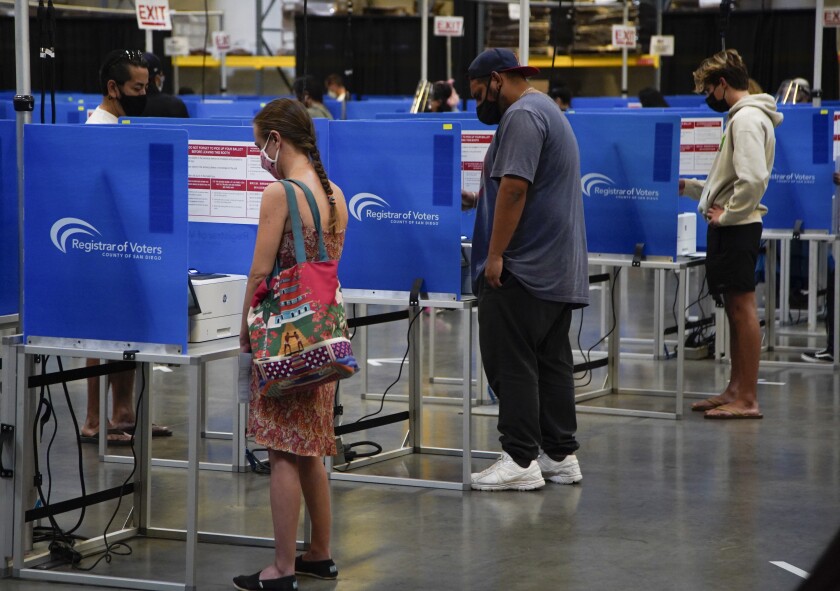Voters cast their votes in San Diego in November 2020. 