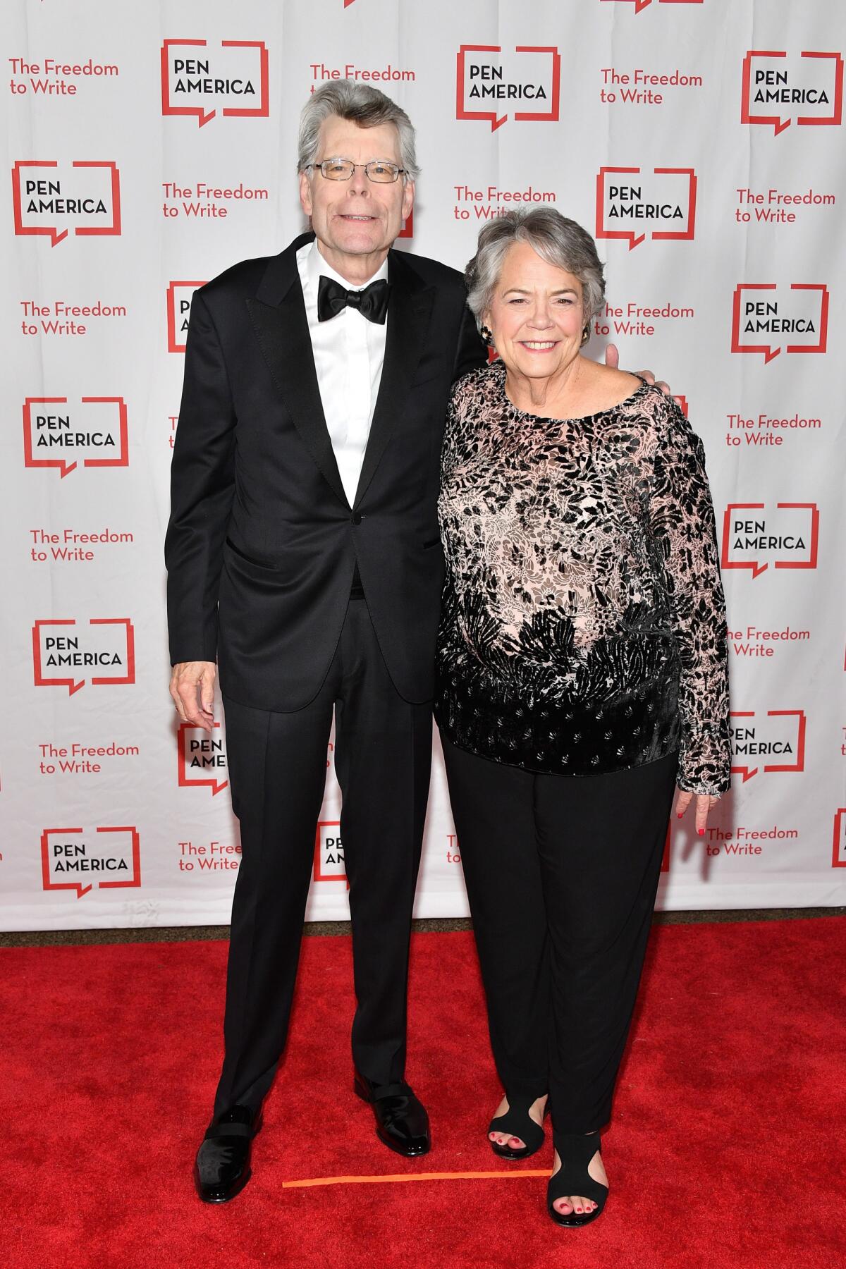 Carolyn Reidy and one of her authors, Stephen King, at the 2018 PEN Literary Gala in New York City.