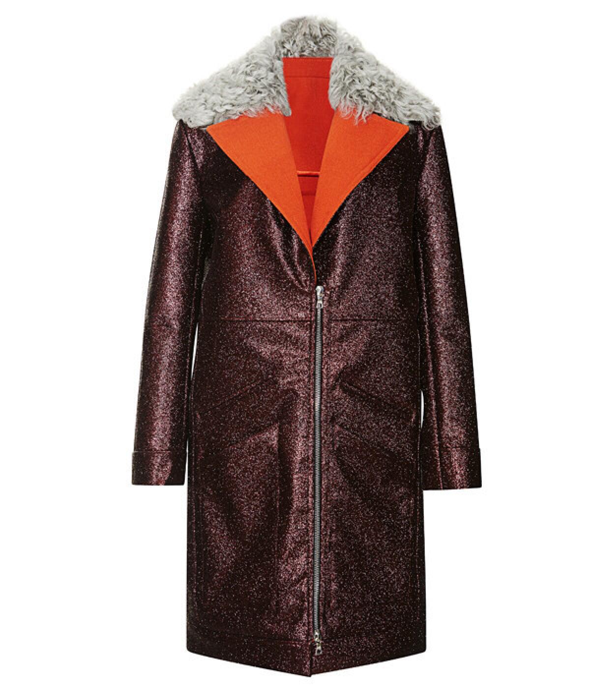 Rodarte glitter coat with shearling collar.