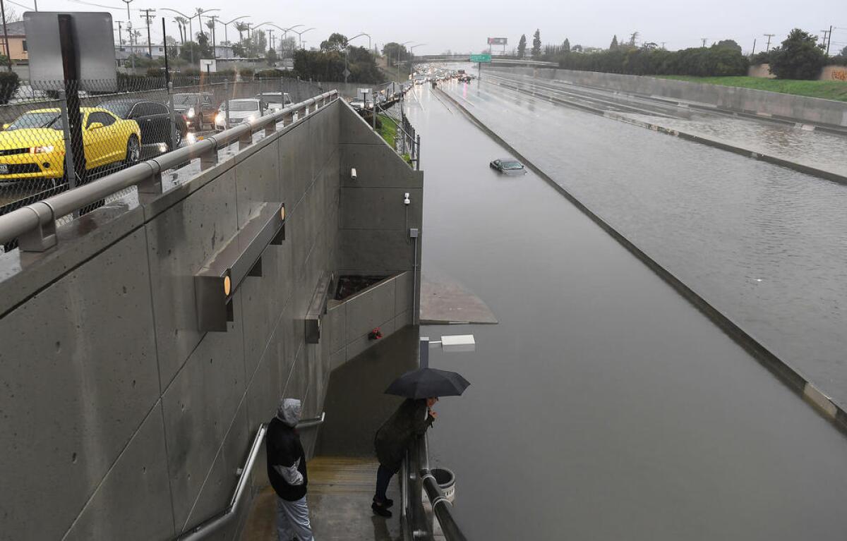 The 110 Freeway near the Carson Street exit on Sunday afternoon.