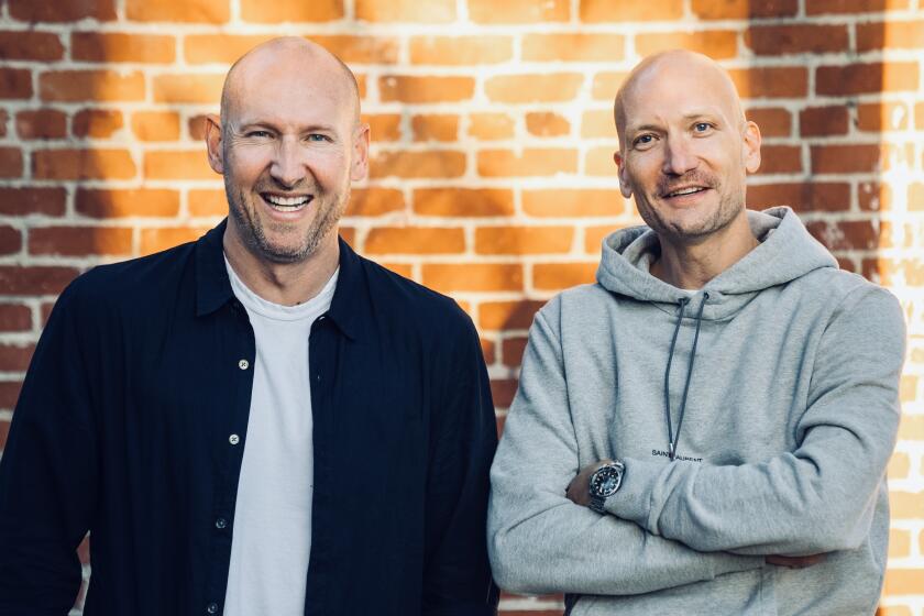 Production duo StarGate — made up of Tor Hermansen and Mikkel Eriksen — pose for a photo.