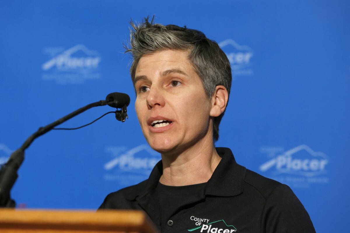 Placer County Public Health Officer Dr. Aimee Sisson, seen here in March, has resigned.