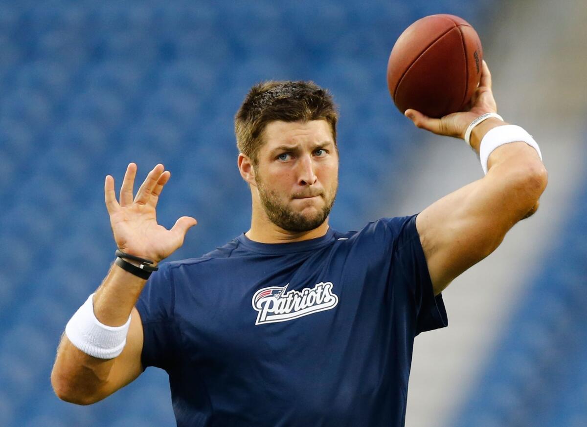 Tim Tebow was released by the New England Patriots just before the 2013 season and hasn't played in the NFL since.
