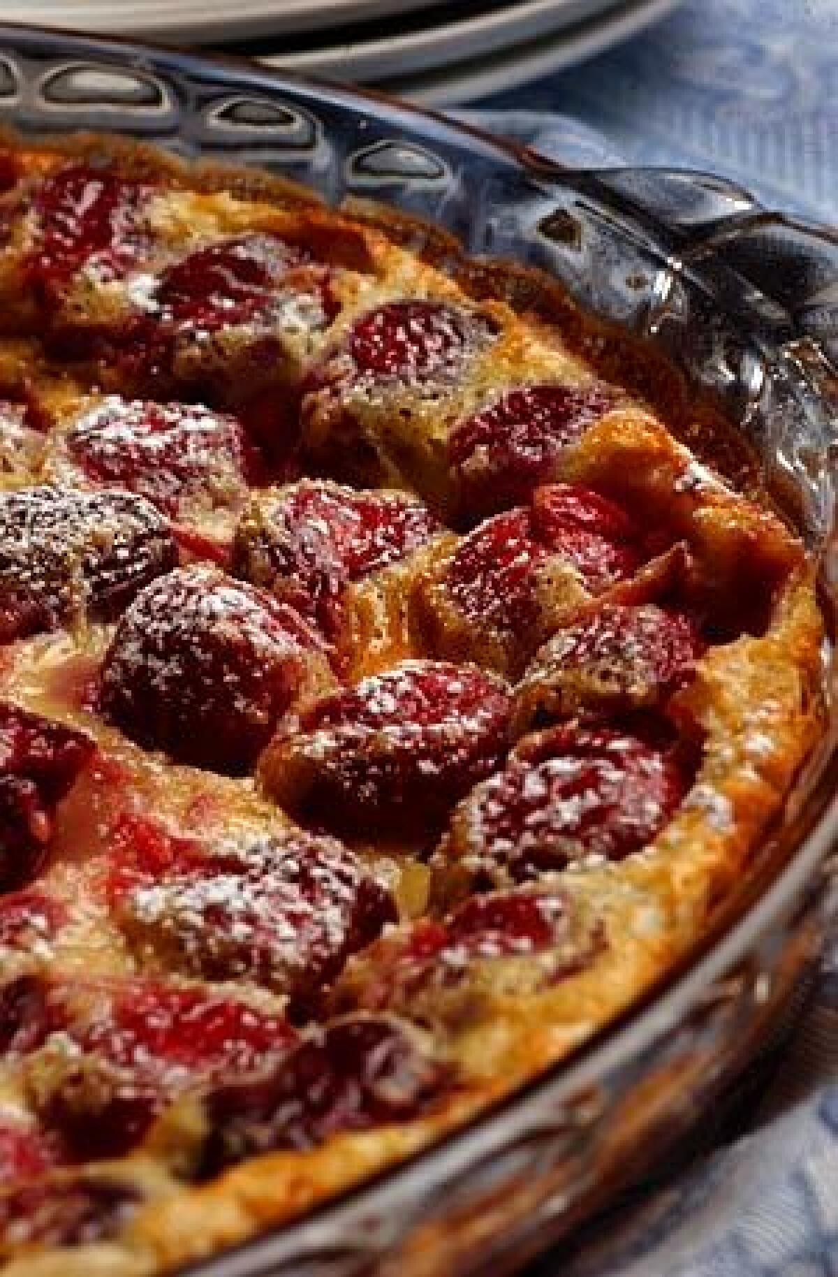 Easier to make and less fussy than a pie or tart, the clafouti is made by pouring batter over fresh fruit and baking.
