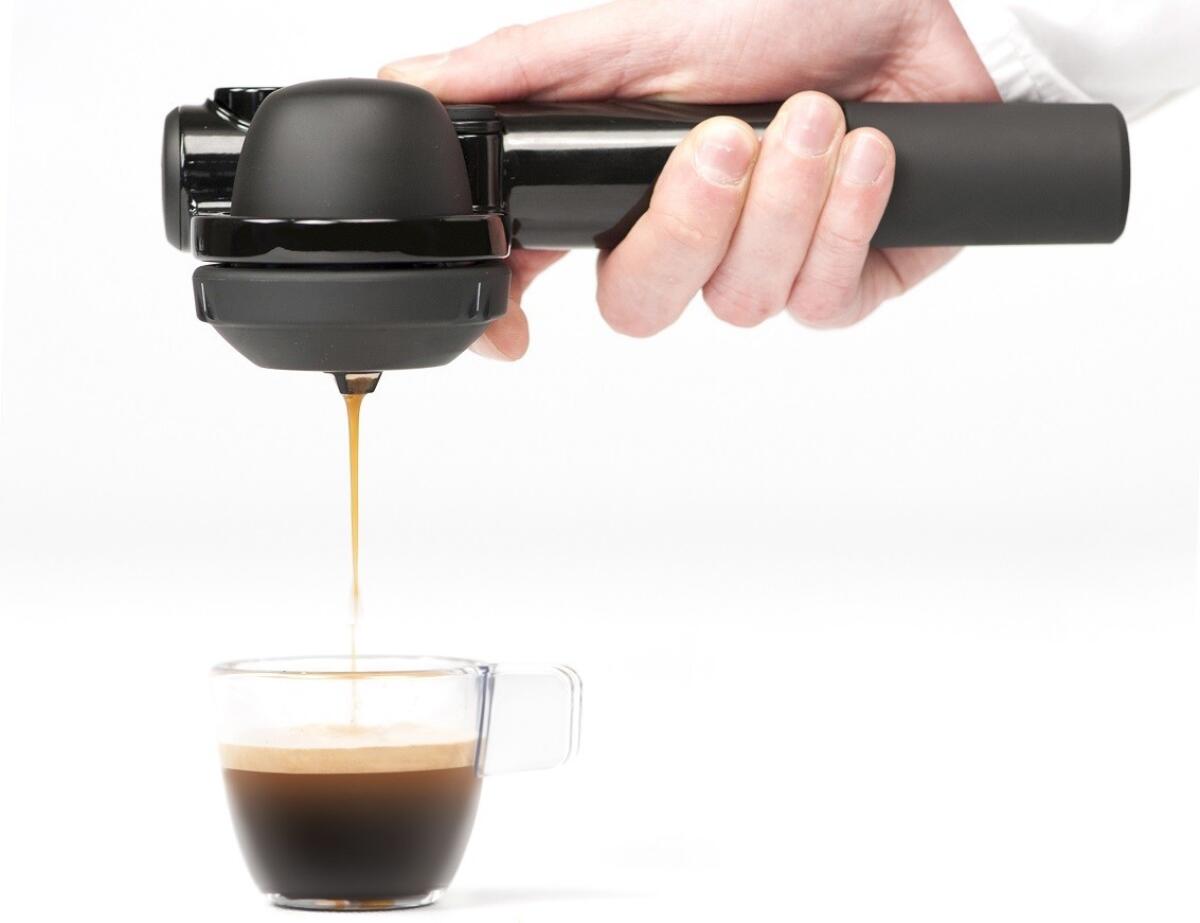 Handpresso, handheld espresso machine.