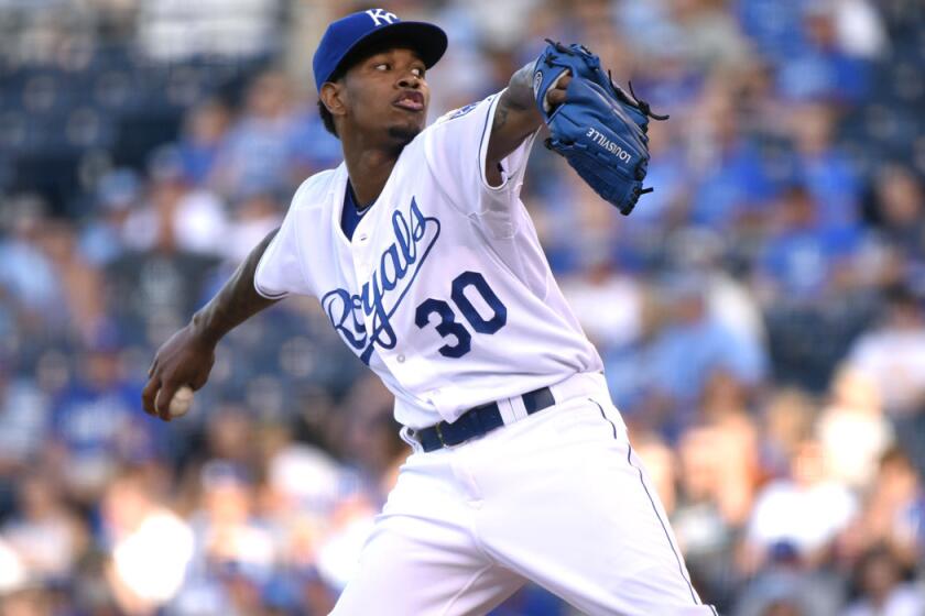 Kansas City Royals pitcher Yordano Ventura pitches during the first inning against the Pittsburgh Pirates on Monday.