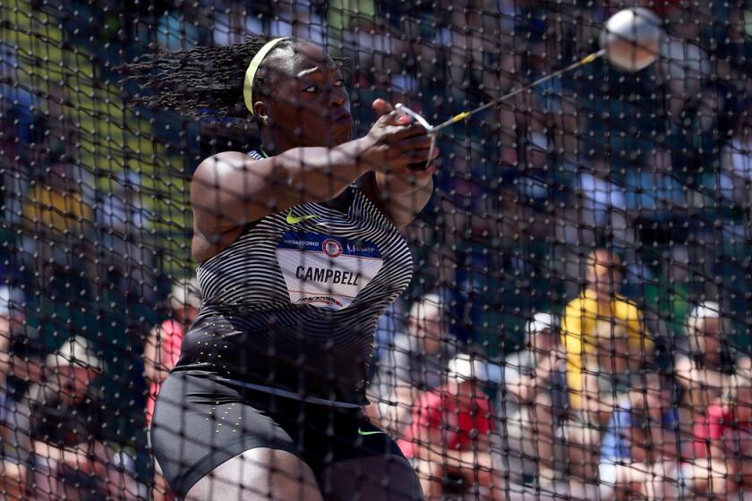 Amber Campbell won the women's hammer throw at the U.S. Olympic Track & Field Team Trials on Wednesday at Eugene, Ore.