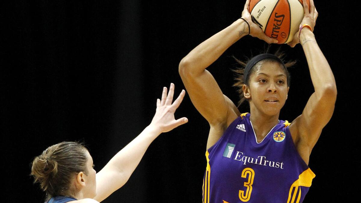 Forward Candace Parker, shown during Game 1, led the Sparks to a win Sunday afternoon over Minnesota.