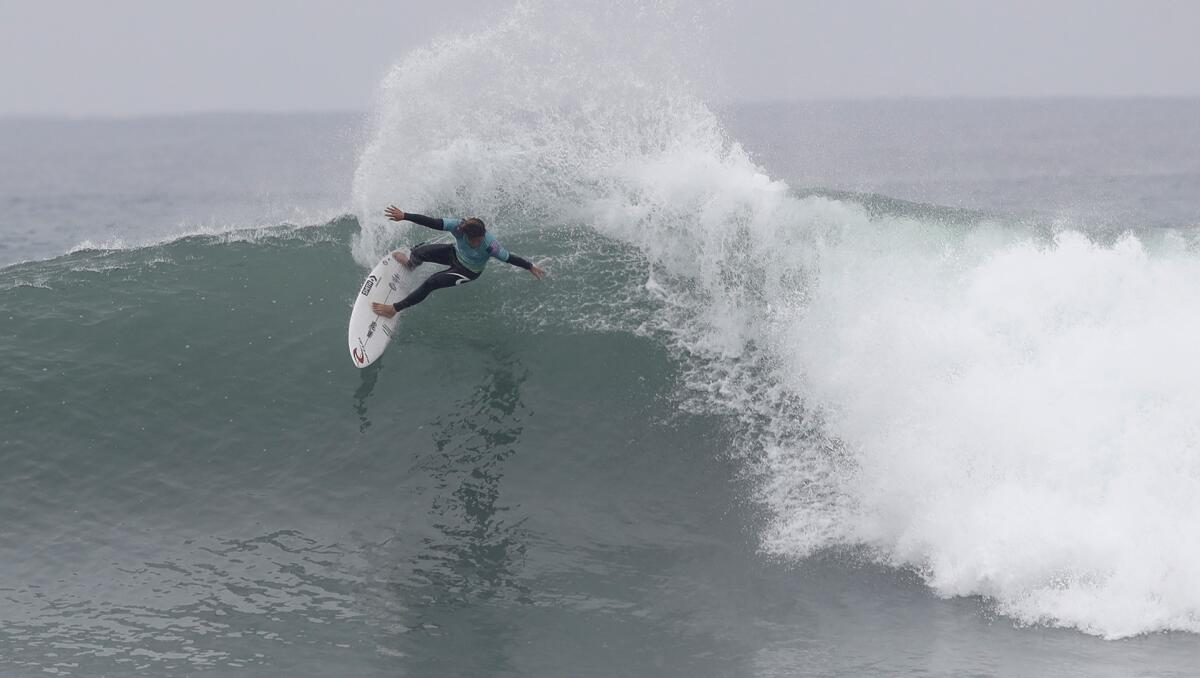 Conner Coffin from Santa Barbara surfs  in the WSL Finals at Trestles beach.