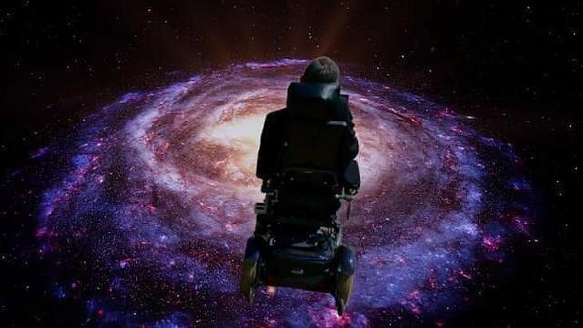 Steven Hawking, in the video for "The Galaxy," originally recorded by Monty Python.