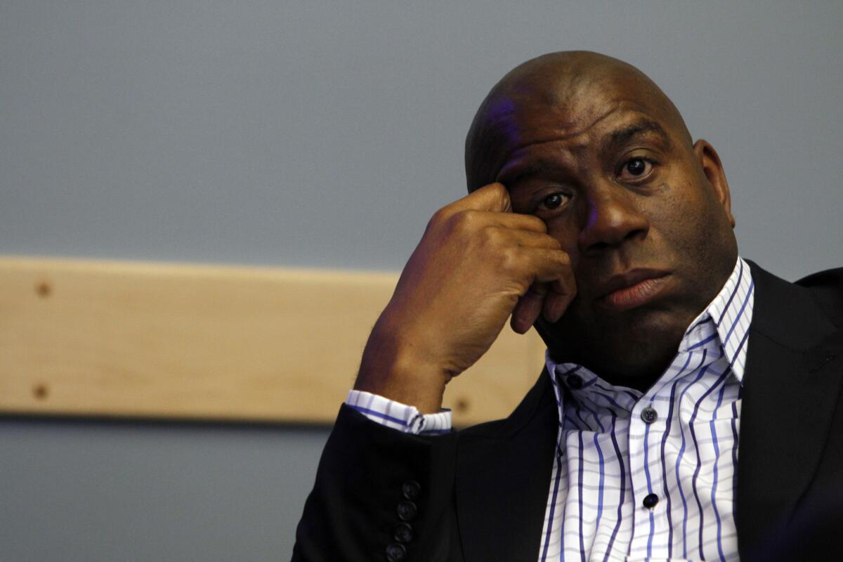 Lakers legend Magic Johnson ripped team owner Jim Buss during an appearance on ESPN's "First Take" on Tuesday for the way he's run the organization.