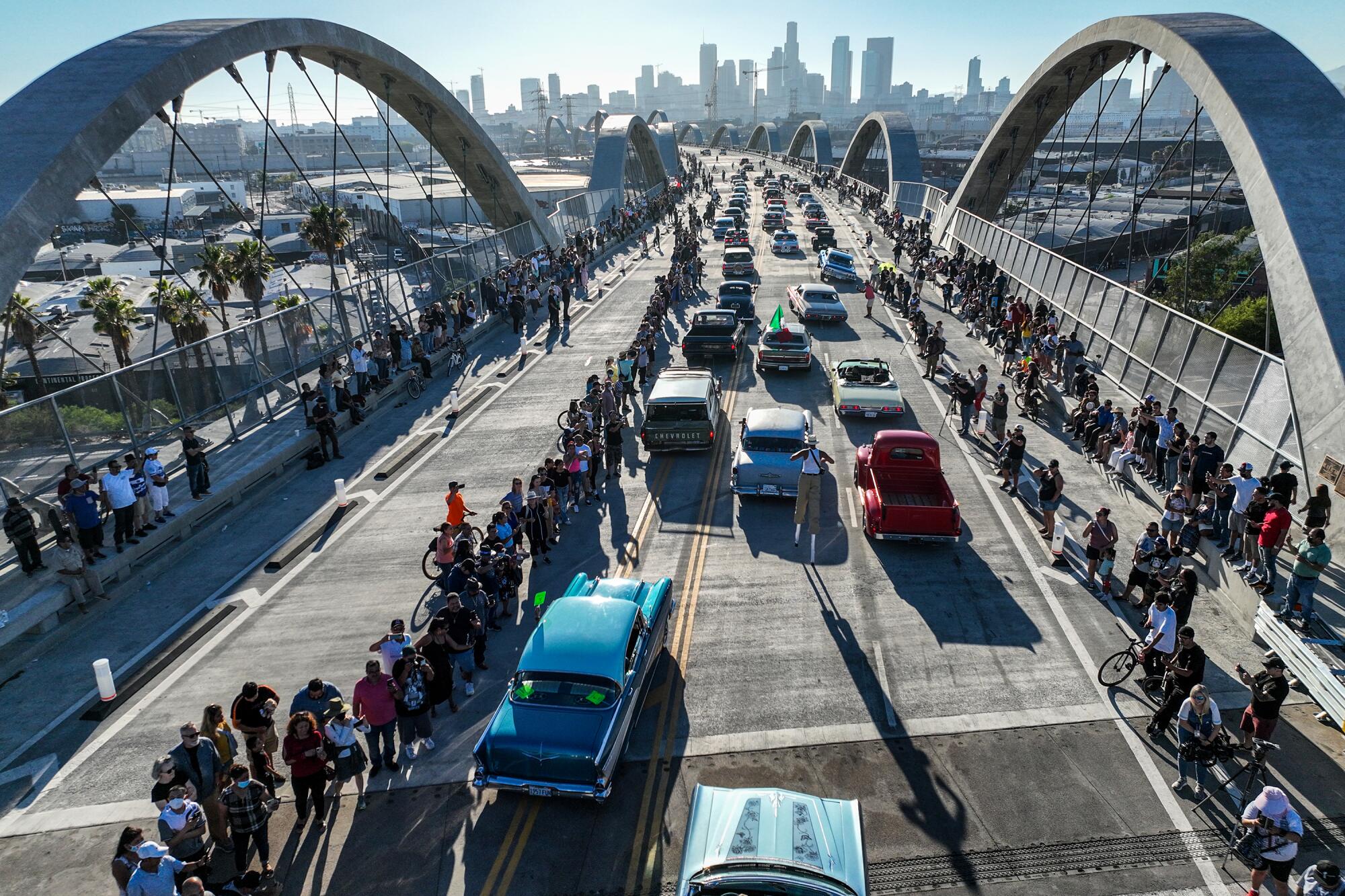 The Sixth Street Viaduct is open to traffic 