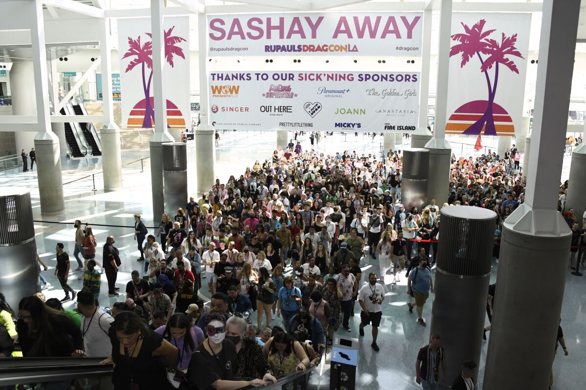 Attendees enter the 2022 Rupaul DragCon, Day 1, held at the L.A. Convention Center.