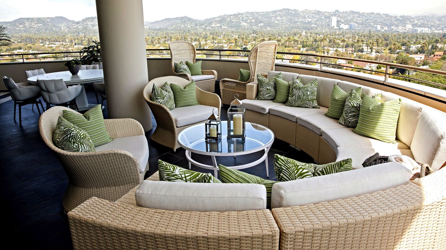 The terrace of the Presidential Suite, at the Waldorf Astoria Beverly Hills.
