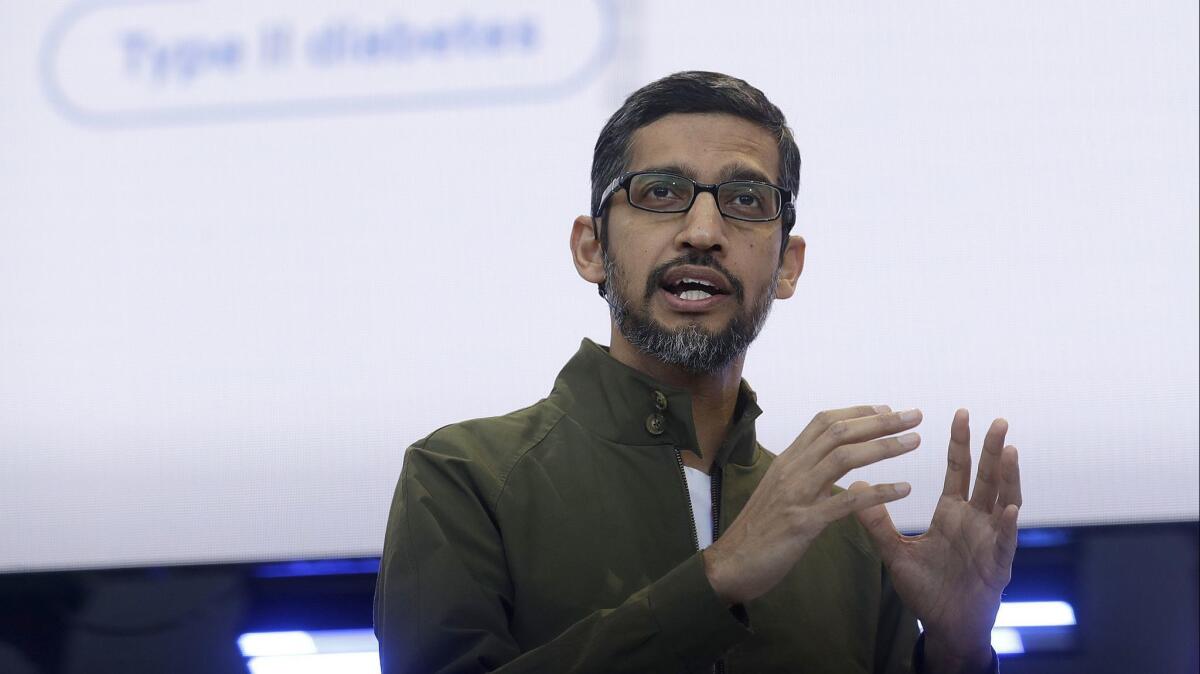 Google CEO Sundar Pichai released a set of principles that ban weapons applications of artificial intelligence and commit it to applications that are "socially beneficial," that avoid creating or reinforcing bias and are accountable to people.