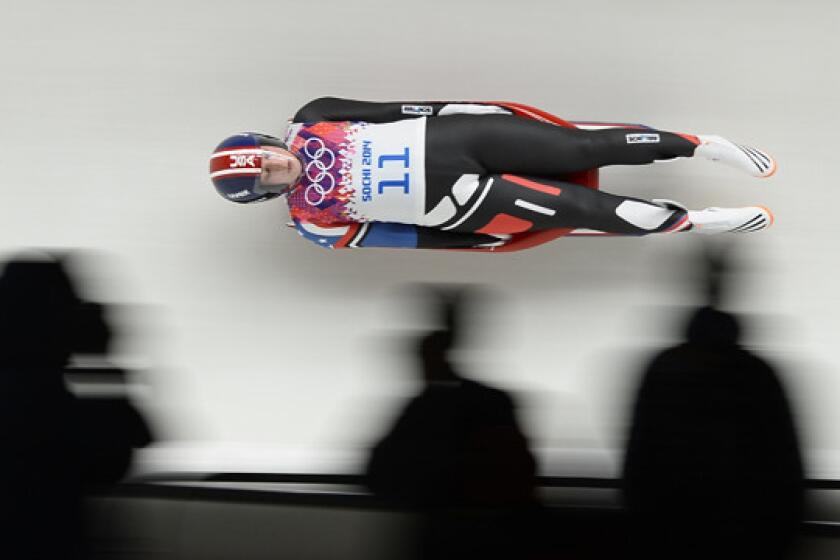 American Erin Hamlin competes takes her first competitive luge run at the 2014 Sochi Winter Olympic Games on Monday. Hamlin is hoping to medal in the event Tuesday.