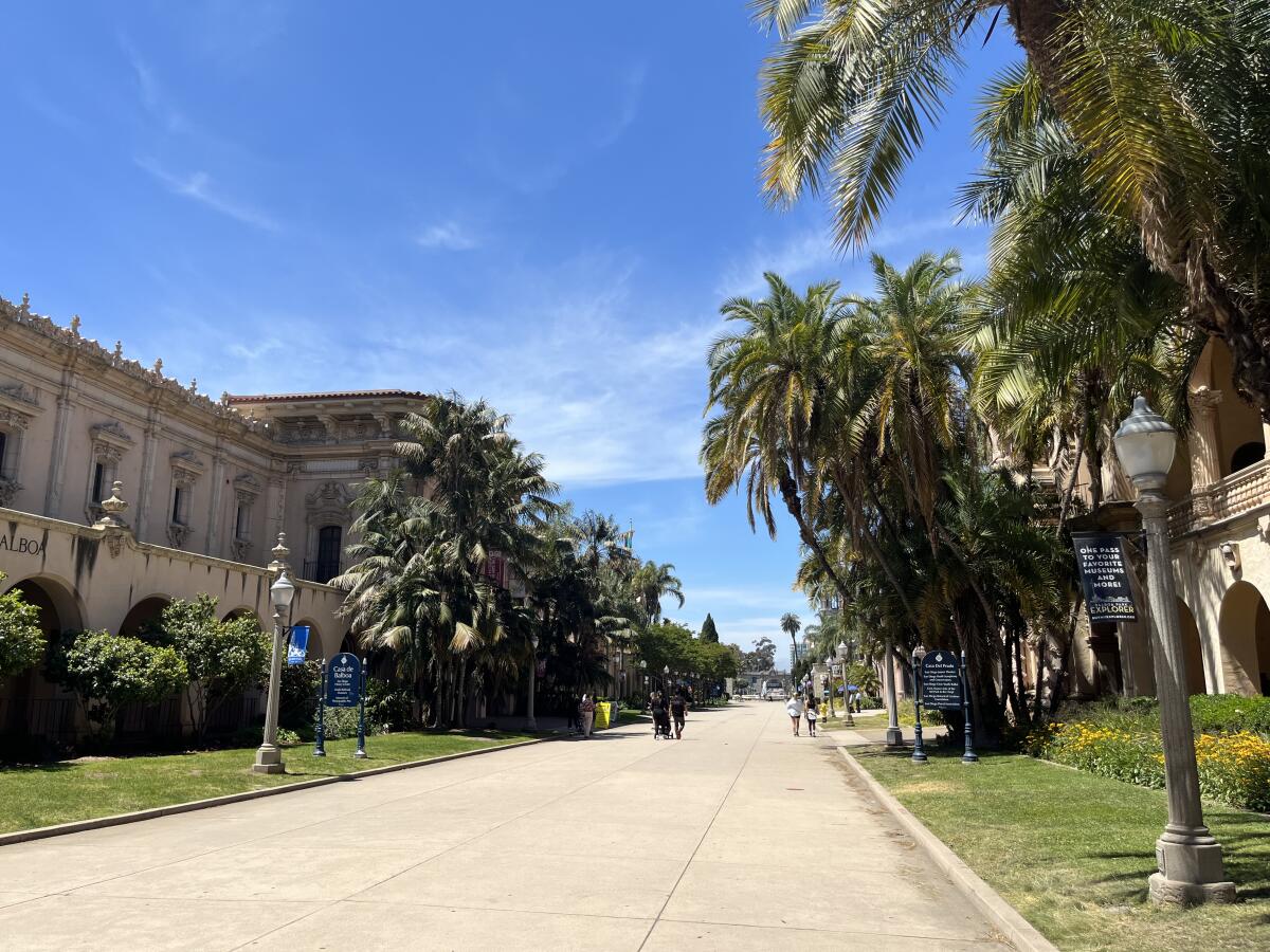 El Prado, the thoroughfare connecting Balboa Park's museums and gardens.