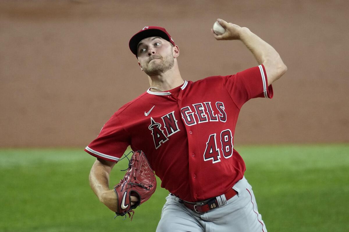 Angels left-hander Reid Detmers loses no-hit bid in 8th inning at Texas