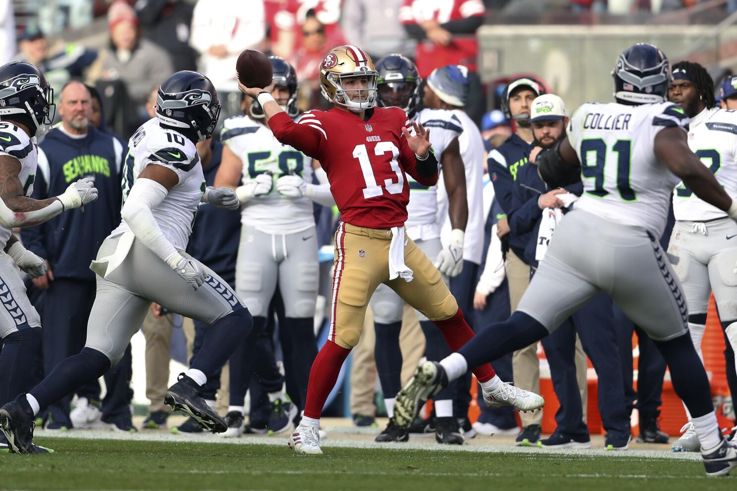 Purdy's 4 TDs lead 49ers past Seahawks 41-23 in playoffs - The San Diego  Union-Tribune