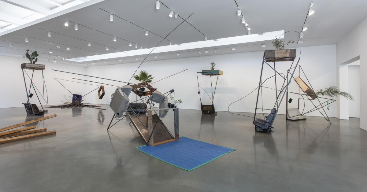 Abraham Cruzvillegas' "Autoconcancin" sculptures at Regen Projects in Hollywood. (Regen Projects)