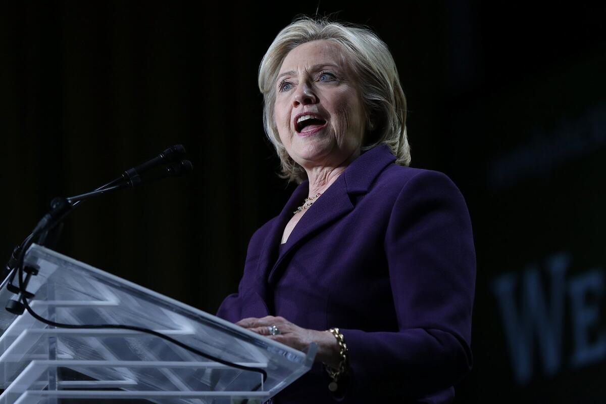 Hillary Rodham Clinton addresses the 30th Anniversary National Conference of Emily's List in Washington on March 3. Questions have been raised over Clinton's use of a personal email account while she was secretary of State.