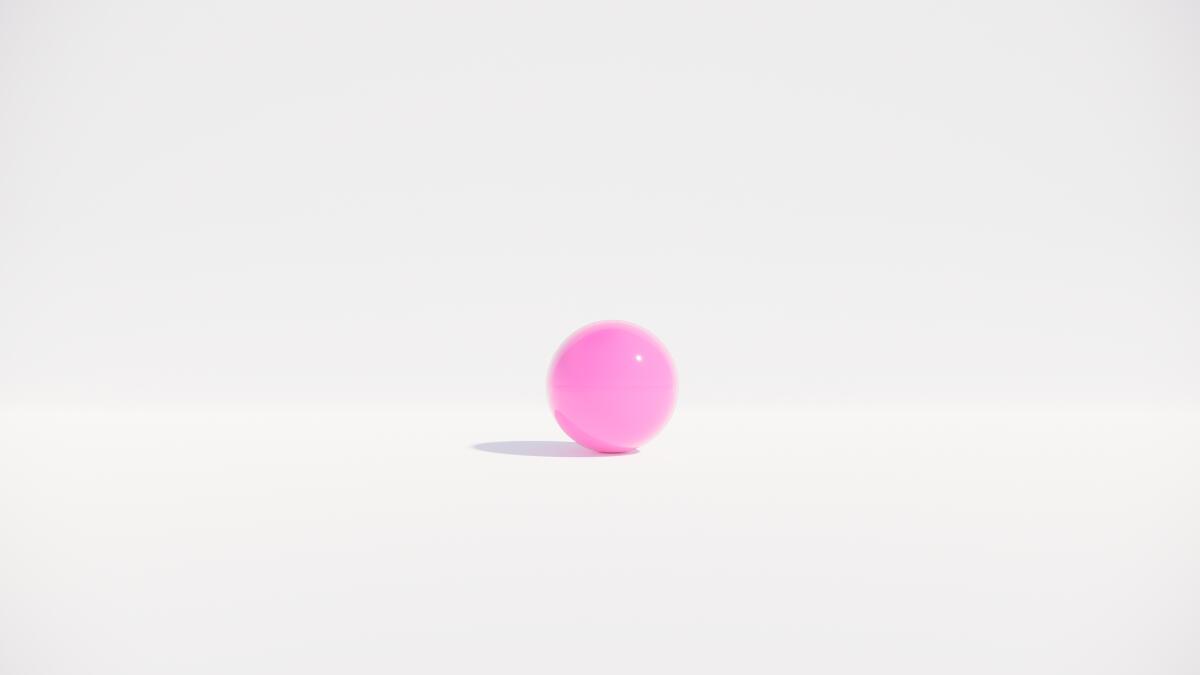 A rendering of a round, pink sculpture