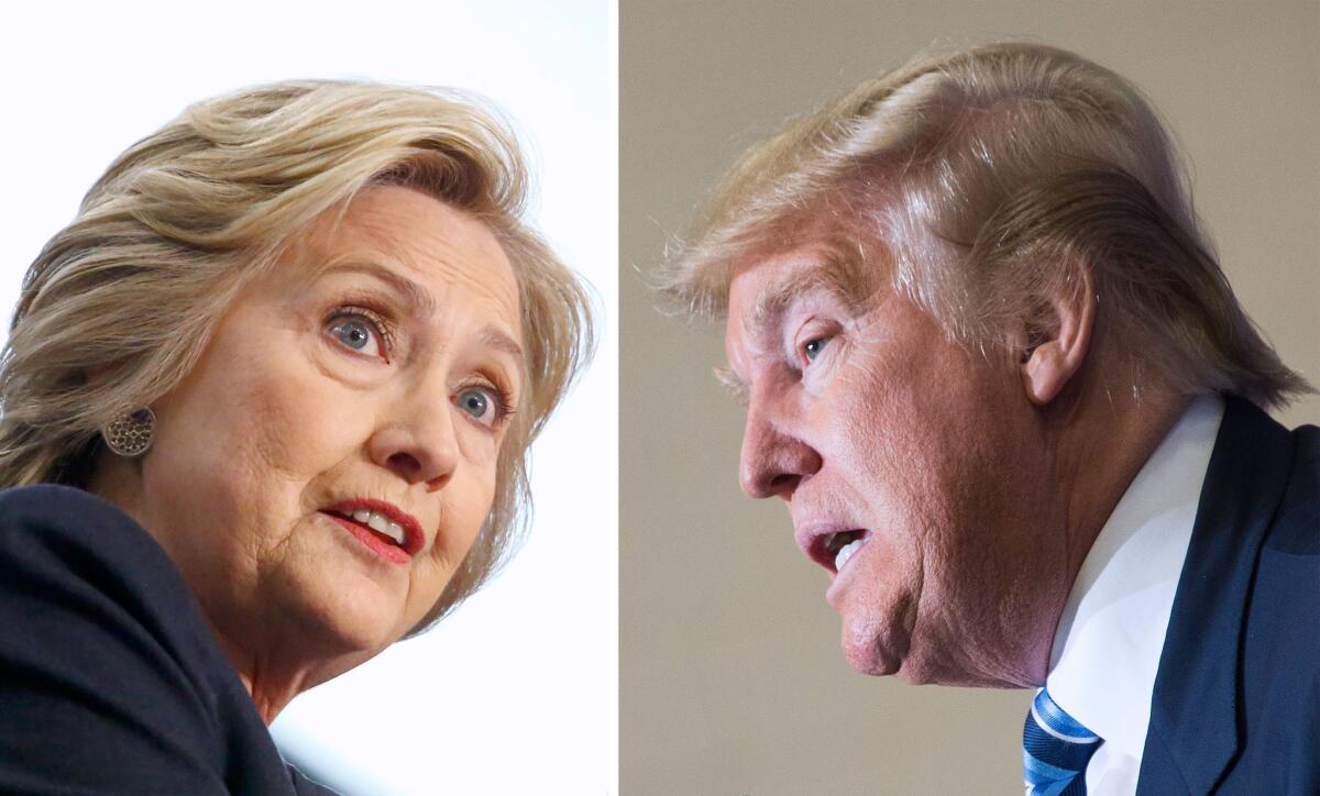 Democratic presidential candidate Hillary Clinton (left) and Republican candidate Donald Trump (right).