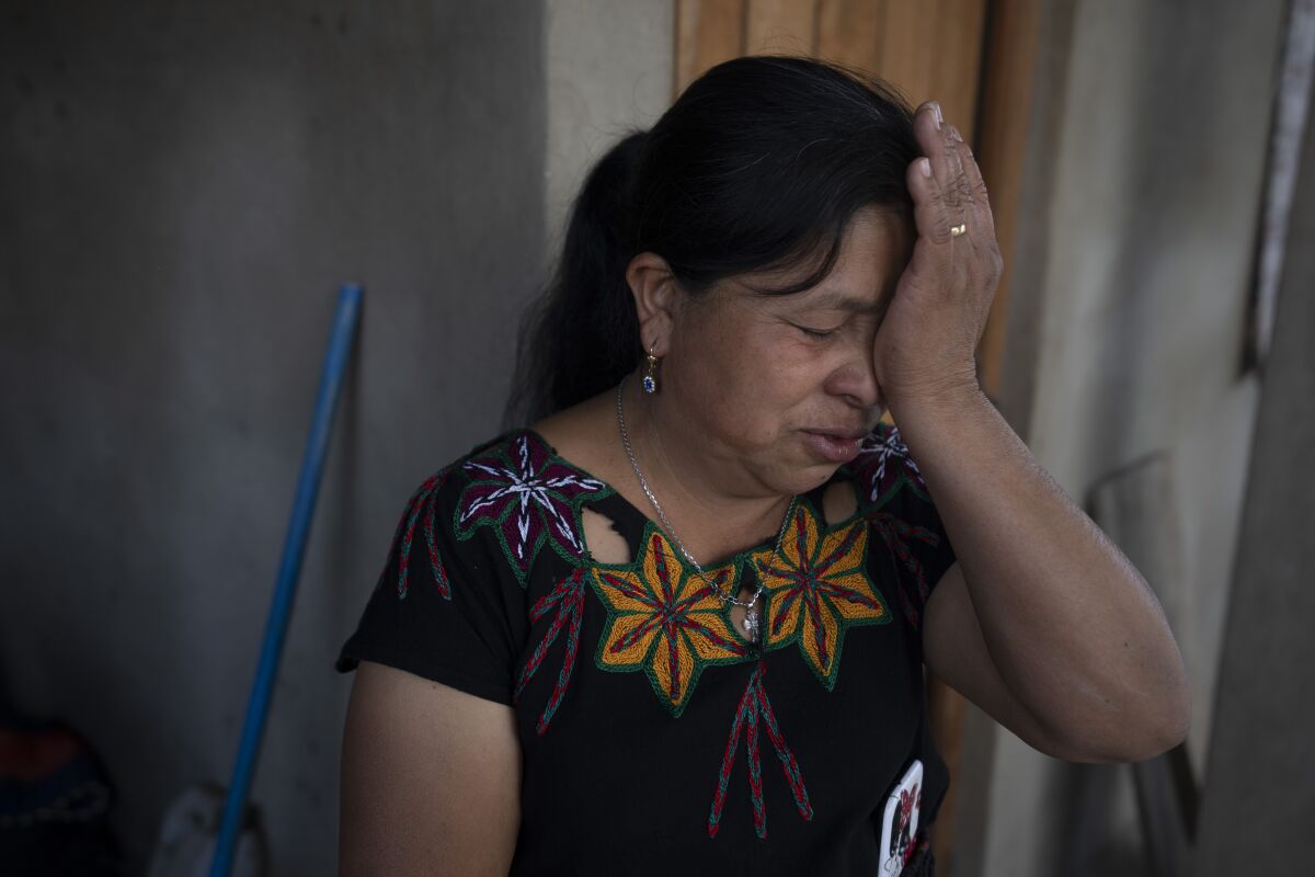 Ana Marina Lopez, wife of migrant Bacilio Sutuj Saravia who died in a fire at a Mexican immigration detention center